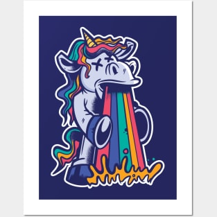 Puking Unicorn | Rainbow Vomit Posters and Art